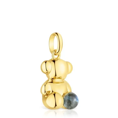 Pingente urso grande Bold Bear em prata vermeil e labradorite