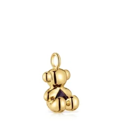 Pingente urso médio banhado a ouro de 18 K sobre prata e ametista Bold Bear