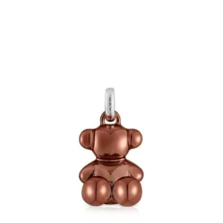 Pingente urso médio em aço na cor rosa acobreado Bold Bear