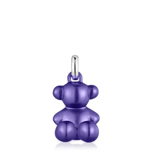 Pingente urso médio em aço em cor lilás escuro Bold Bear