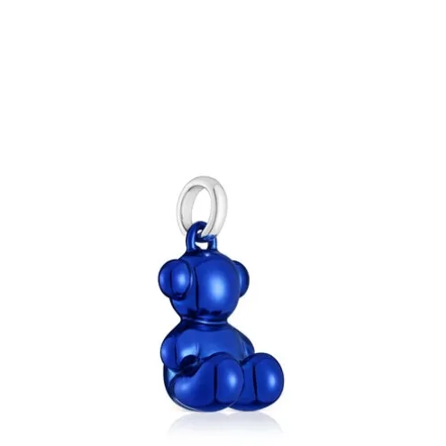 Pingente urso médio em aço na cor azul-marinho Bold Bear