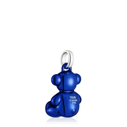 Pingente urso médio em aço na cor azul-marinho Bold Bear