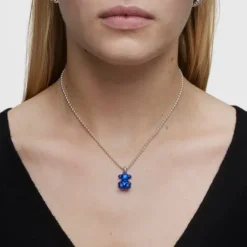 Pingente urso médio em aço na cor azul-marinho Bold Bear