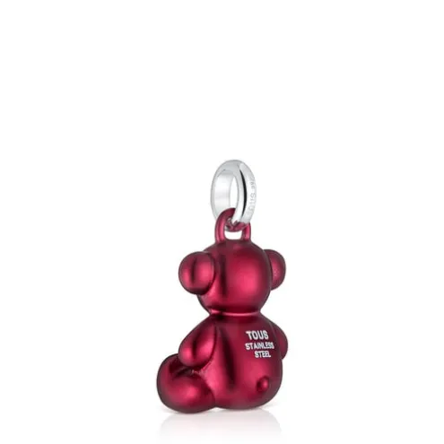 Pingente urso médio em aço em cor vermelho Bold Bear