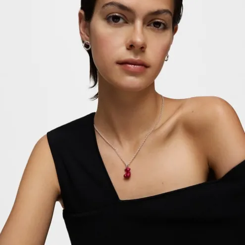 Pingente urso médio em aço em cor vermelho Bold Bear