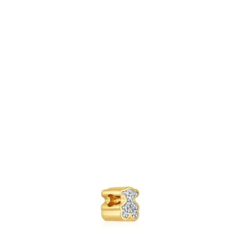 Pingente urso pequeno banhado a ouro de 18 K sobre prata e diamantes TOUS 1950