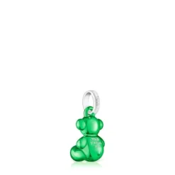 Pingente urso pequeno em aço em cor verde Bold Bear