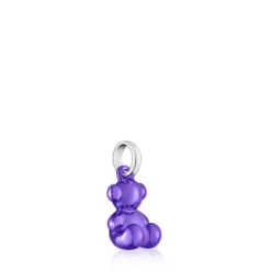 Pingente urso pequeno em aço em cor lilás Bold Bear
