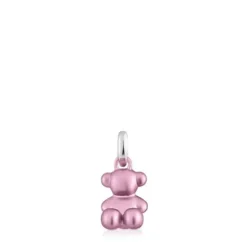 Pingente urso pequeno em aço em cor rosa-claro Bold Bear