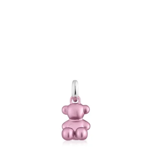 Pingente urso pequeno em aço em cor rosa-claro Bold Bear