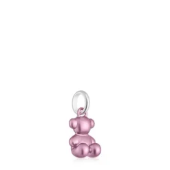 Pingente urso pequeno em aço em cor rosa-claro Bold Bear