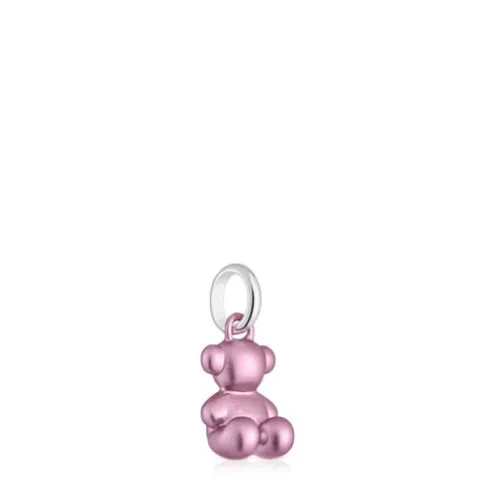 Pingente urso pequeno em aço em cor rosa-claro Bold Bear