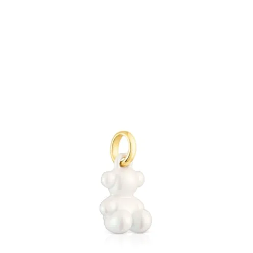 Pingente urso pequeno em aço em cor branco Bold Bear
