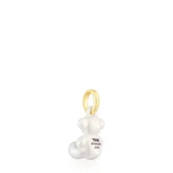 Pingente urso pequeno em aço em cor branco Bold Bear