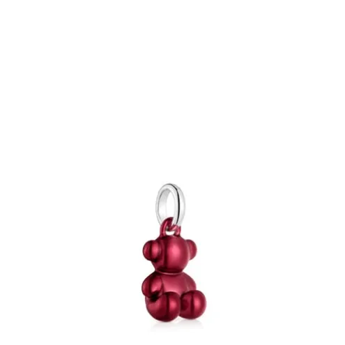 Pingente urso pequeno em aço em cor vermelho Bold Bear