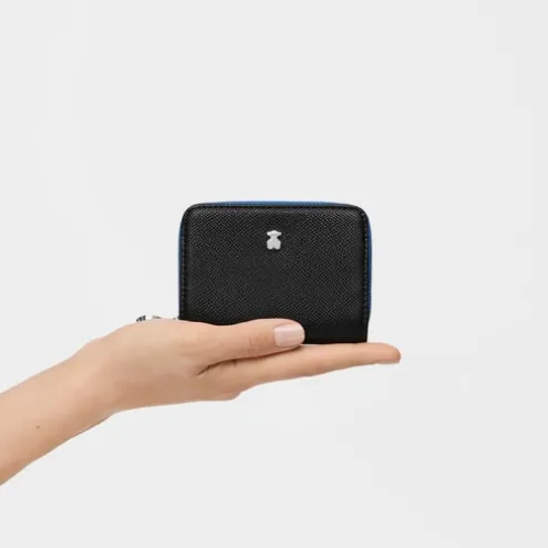 Porta-moedas médio New Dubai preto e azul