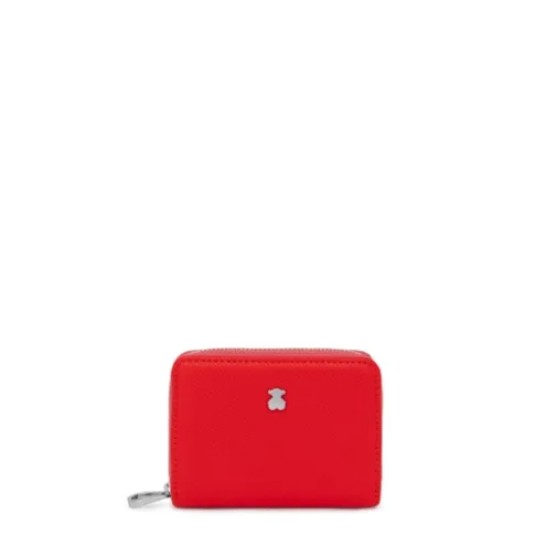Porta-moedas médio New Dubai Saffiano vermelho