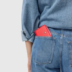 Porta-moedas médio New Dubai Saffiano vermelho