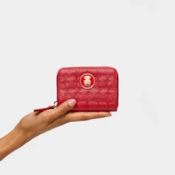 Porta-moedas médio Sherton em Pele vermelha