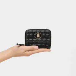 Porta-moedas Médio Sherton em Pele na cor Preta