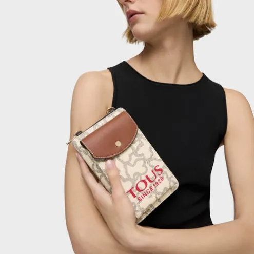 Porta-telemóvel para pendurar com carteira Kaos Icon bege