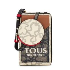 Porta-telemóvel para pendurar com carteira Kaos Icon preto e bege