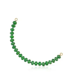 Pulseira banhada a ouro 18 K sobre prata e quartzito verde Hold Oval