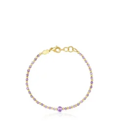 Pulseira bolas banhada a ouro de 18 K sobre prata e ametista Basic Colors