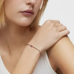 Pulseira bolas banhada a ouro de 18 K sobre prata e ametista Basic Colors