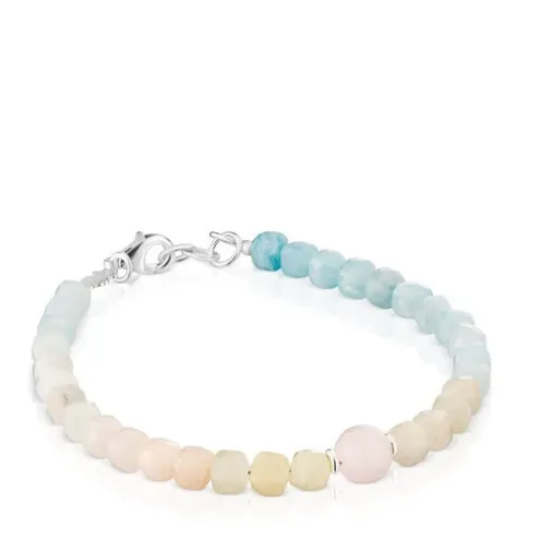 Pulseira bolas quartzo rosa e berilos multicolor Basic Colors