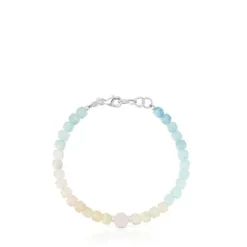 Pulseira bolas quartzo rosa e berilos multicolor Basic Colors