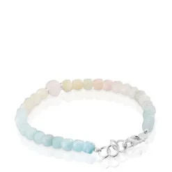 Pulseira bolas quartzo rosa e berilos multicolor Basic Colors