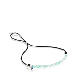 Pulseira Camille em nylon preto com amazonites