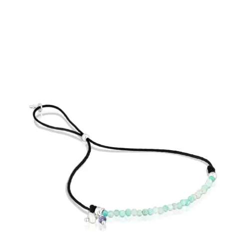 Pulseira Camille em nylon preto com amazonites