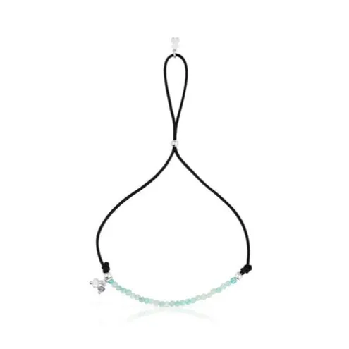 Pulseira Camille em nylon preto com amazonites