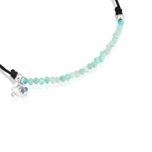 Pulseira Camille em nylon preto com amazonites