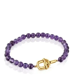 Pulseira com banho de ouro de 18 K sobre prata e ametistas TOUS MANIFESTO