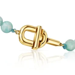 Pulseira com banho de ouro de 18 K sobre prata e amazonitas TOUS MANIFESTO