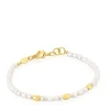 Pulseira com pérolas cultivadas e banhada a ouro de 18 K sobre prata Gloss