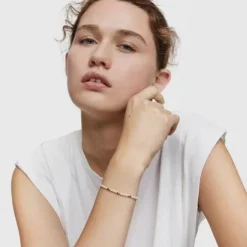 Pulseira com pérolas cultivadas e banhada a ouro de 18 K sobre prata Gloss