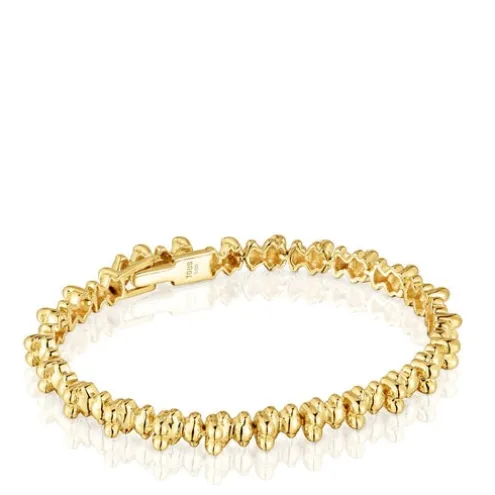 Pulseira corrente banhada a ouro de 18 K sobre prata e motivos urso Bold Bear