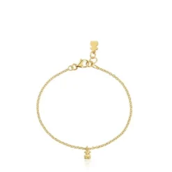 Pulseira corrente banhada a ouro de 18 K sobre prata com argolas redondas Bold Bear