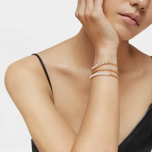 Pulseira corrente banhada a ouro de 18 K sobre prata e pérolas cultivadas Gloss