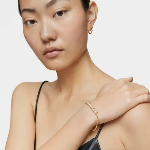 Pulseira corrente banhada a ouro de 18 K sobre prata e pérolas cultivadas Gloss