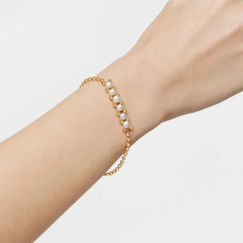 Pulseira corrente banhada a ouro de 18 K sobre prata e pérolas cultivadas Gloss