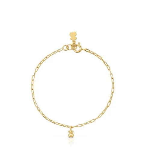 Pulseira corrente banhada a ouro de 18 K sobre prata com argolas ovais Bold Bear
