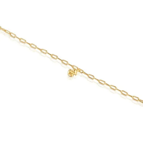 Pulseira corrente banhada a ouro de 18 K sobre prata com argolas ovais Bold Bear