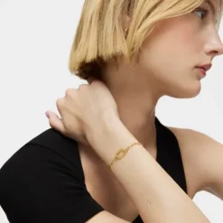Pulseira corrente banhada a ouro 18 K sobre prata Hold Oval