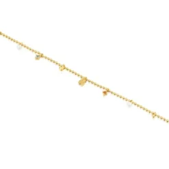 Pulseira corrente banhada a ouro de 18 K sobre prata, pérolas cultivadas e pedras preciosas TOUS Grain