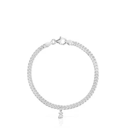 Pulseira corrente barbada em prata Bold Bear